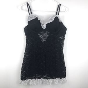 Linea Donatella Black Lace Lingerie With White Trim